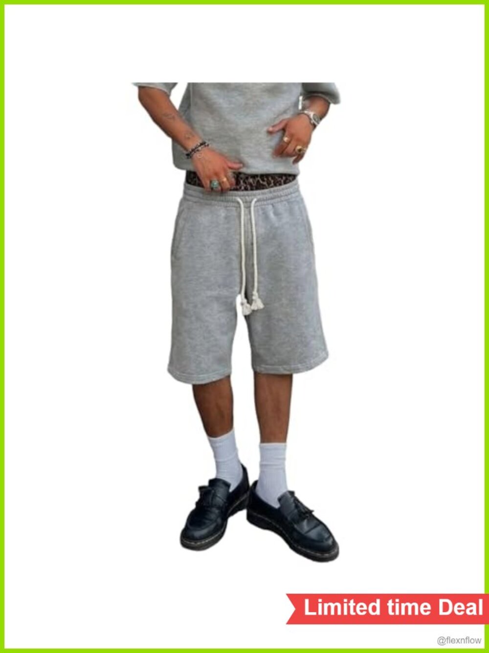 Double Waisted Baggy Sweat Shorts Y2K Streetwear Wide Leg Drawstring